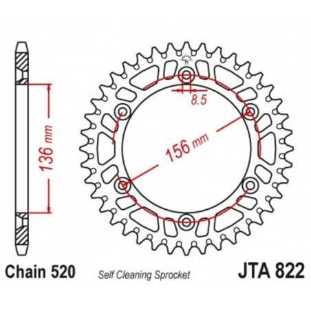 JT SPROCKETS Aluminum transmission plate crown 45 822 4090005045