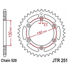 JT SPROCKETS Corona plato trasmision de acero autolimpiable 49 251 520 4090007649