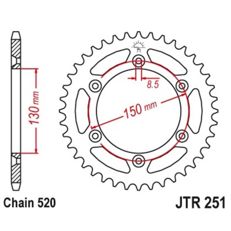 JT SPROCKETS Corona plato trasmision de acero autolimpiable 49 251 520 4090007649
