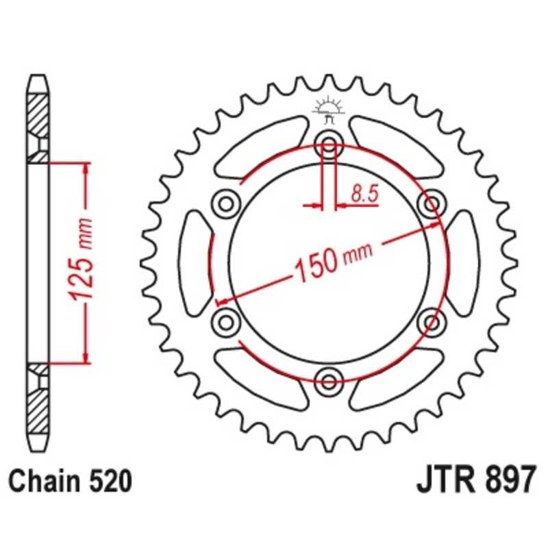 JT SPROCKETS Corona plato trasmision de acero autolimpiable 49 520 4090007949