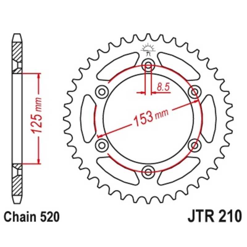 JT SPROCKETS Corona plato trasmision de acero autolimpiable 48 210 520 4090007348