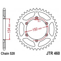 JT SPROCKETS Corona plato trasmision de acero autolimpiable 50 460 520 4090007750