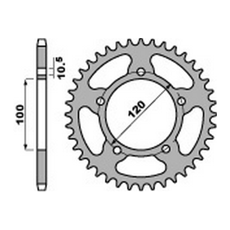 PBR Corona plato trasmision de acero 40 525 47000465