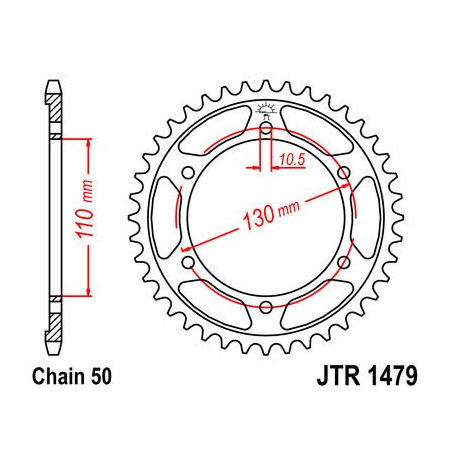 JT SPROCKETS Corona plato trasero 1479 zinc con 47 dientes R147947ZBK