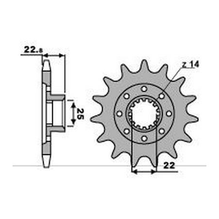 PBR Piñon para cadena de acero 520 2252 46001321VAR
