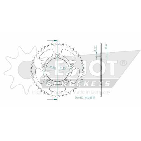 Ring, transmission, rear, steel 50-32152 44 dientes