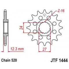 Gear  1444 de acero con 16 dientes