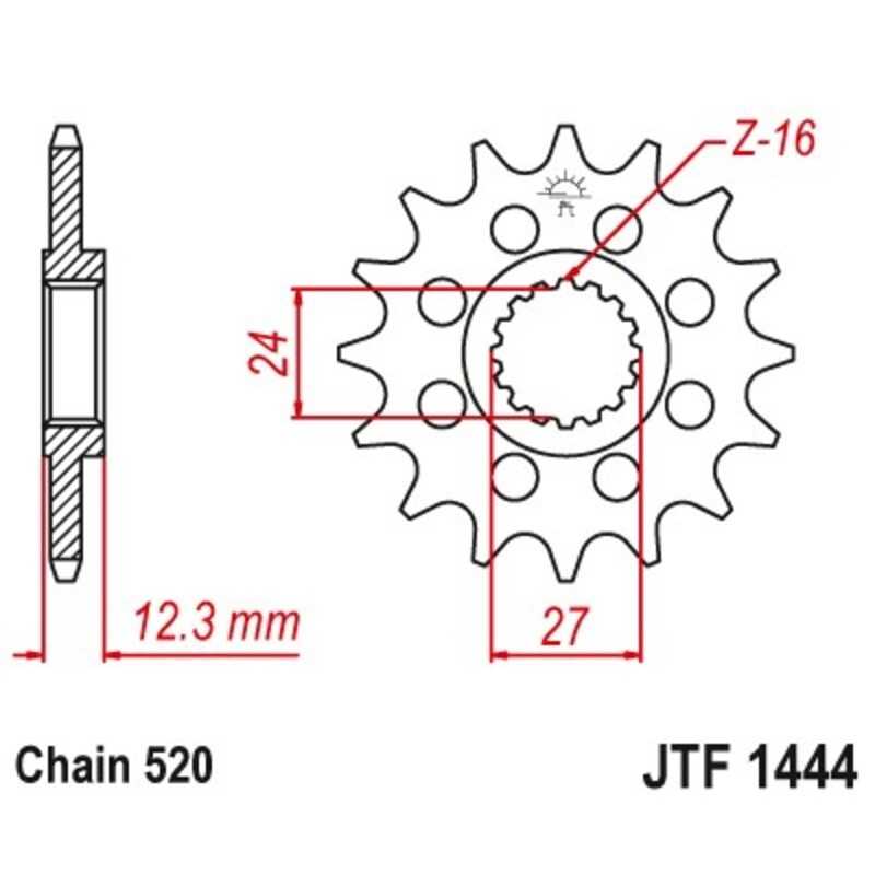 Gear  1444 de acero con 16 dientes