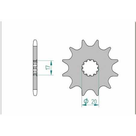 AFAM Piñón acero estándar 40300 520 1076810002