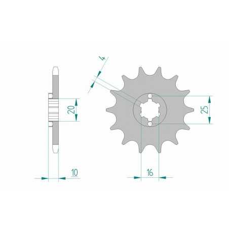 AFAM Piñón acero estándar 64200 520 1077127002