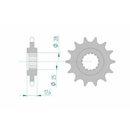 AFAM Piñón acero estándar 91800 525 1077153002