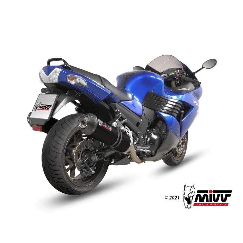 MIVV Motorcycle exhaust position STANDARD SPORT 2 SLIP-ON OVAL BLACK WITH CARBON CAP K.027.LVC