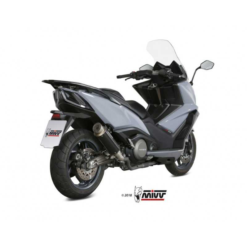 MIVV Escape moto completo posicion STANDARD SPORT FULL SYSTEM 2X1 OVAL BLACK WITH CARBON CAP O.009.LVC