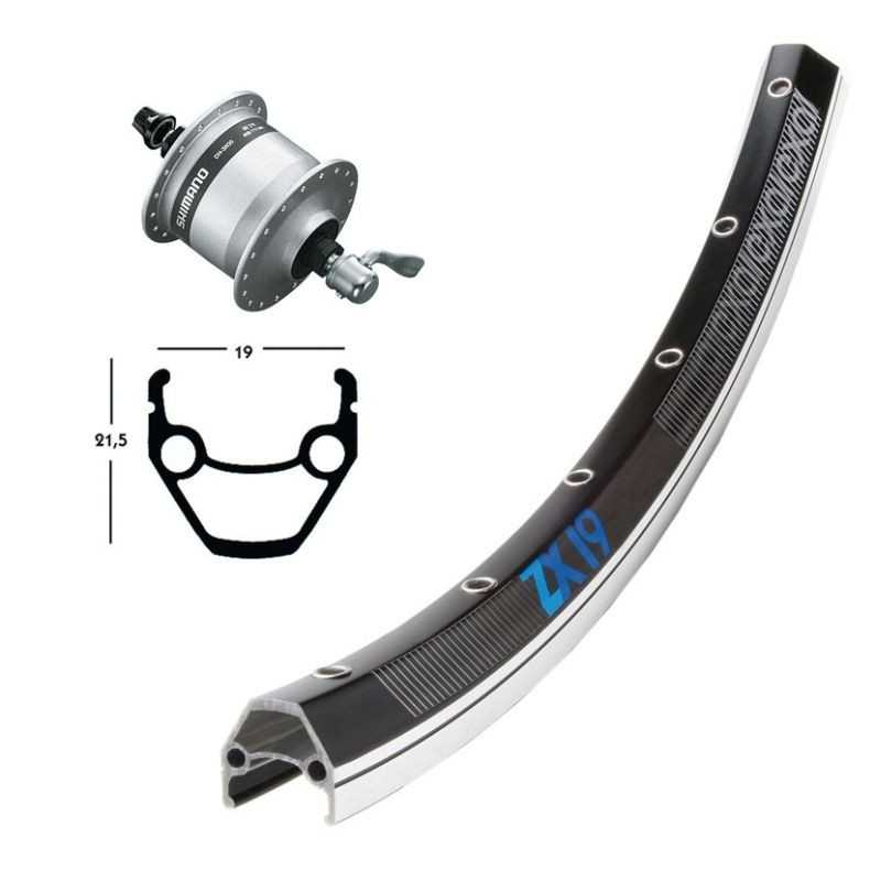 EXAL Front wheel 36 holes quick release dynamo hub RIDEWILL 28x1.75 SHIMANO DH3N30 703153