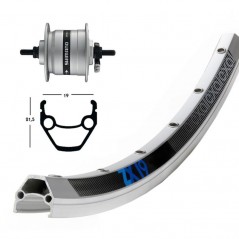 EXAL Rueda delantera 36 agujeros eje macizo buje dinamo 28" ZX19 SHIMANO DHC300 (19-622) 703171