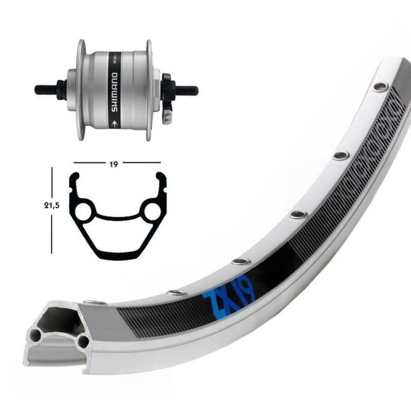 EXAL Rueda delantera 36 agujeros eje macizo buje dinamo 28" ZX19 SHIMANO DHC300 (19-622) 703171