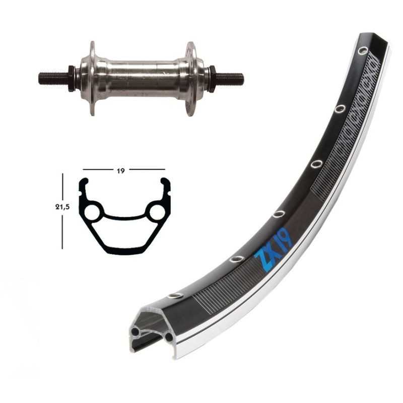 EXAL Rueda delantera 36 agujeros eje macizo con tuerca 28x1.75 WINORA ZX 19 100 MM (622-19) 703406