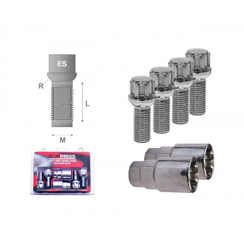 CARPRISS Antirrobo rueda tornillos esféricos M14X1 5X26 MM 70520514