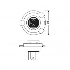 LAMPA Lámpara bombilla homologada H4 12V 60/55W P43T E LAM58044