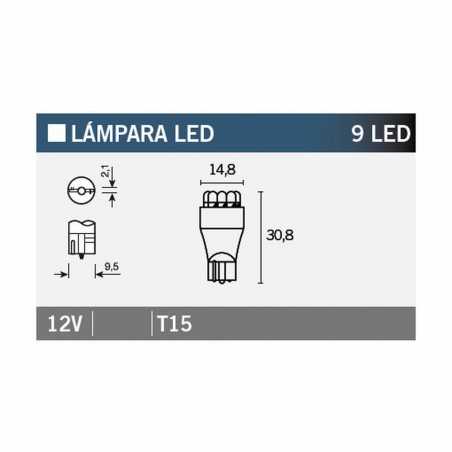 V PARTS Caja 10 lámparas bombilla 9LED T15 14652