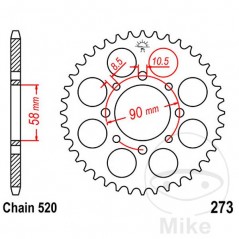 JT SPROCKETS Corona plato transmisión 39T P-520 Ø58 MM Ø90 727.42.10