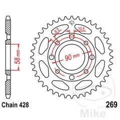 JT SPROCKETS Corona plato transmisión 34T P-428 Ø58 MM Ø90 727.02.46