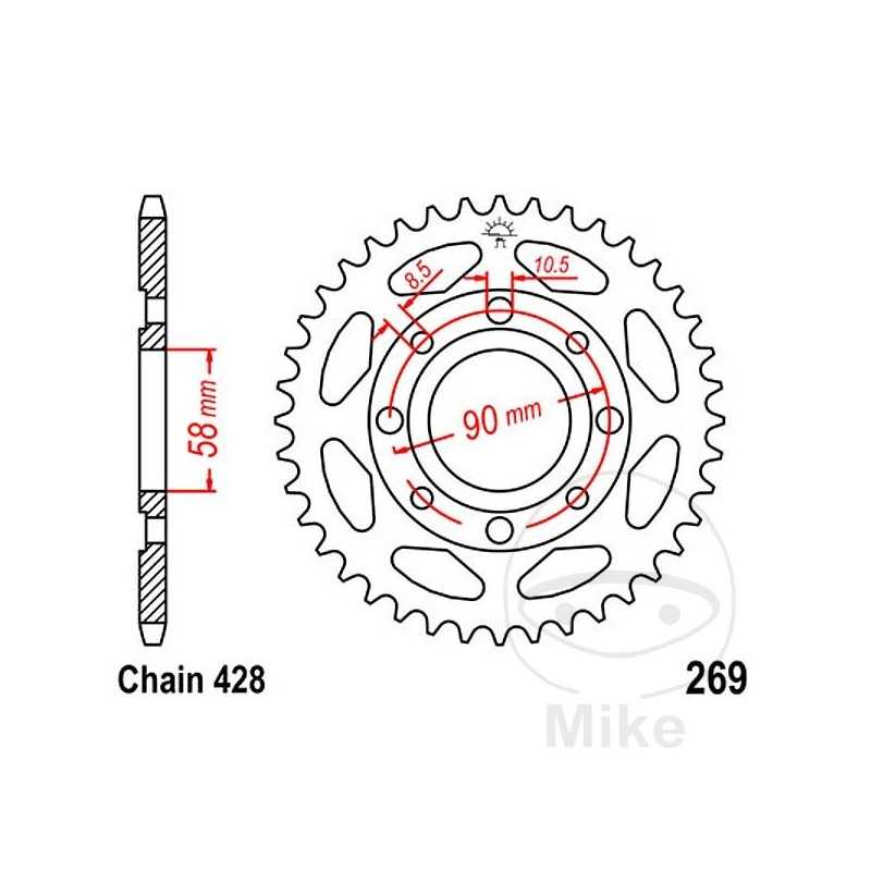 JT SPROCKETS Corona plato transmisión 35T P-428 Ø58 MM Ø90 727.40.87