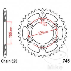 JT SPROCKETS Corona plato transmisión 37T P-525 Ø100 MM Ø124 727.07.96
