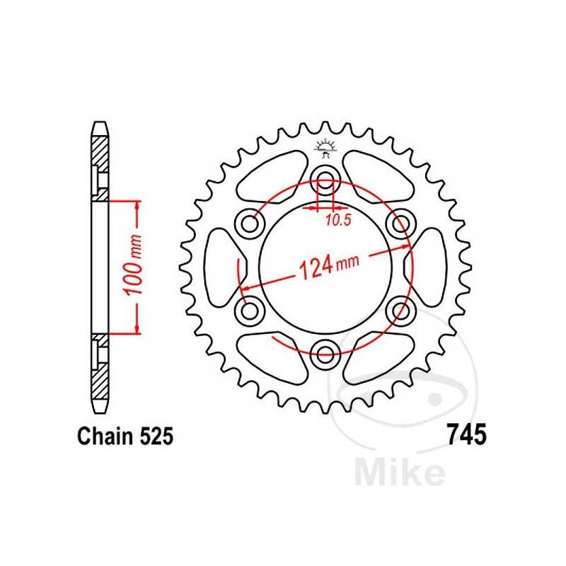 JT SPROCKETS Corona plato transmisión 37T P-525 Ø100 MM Ø124 727.07.96