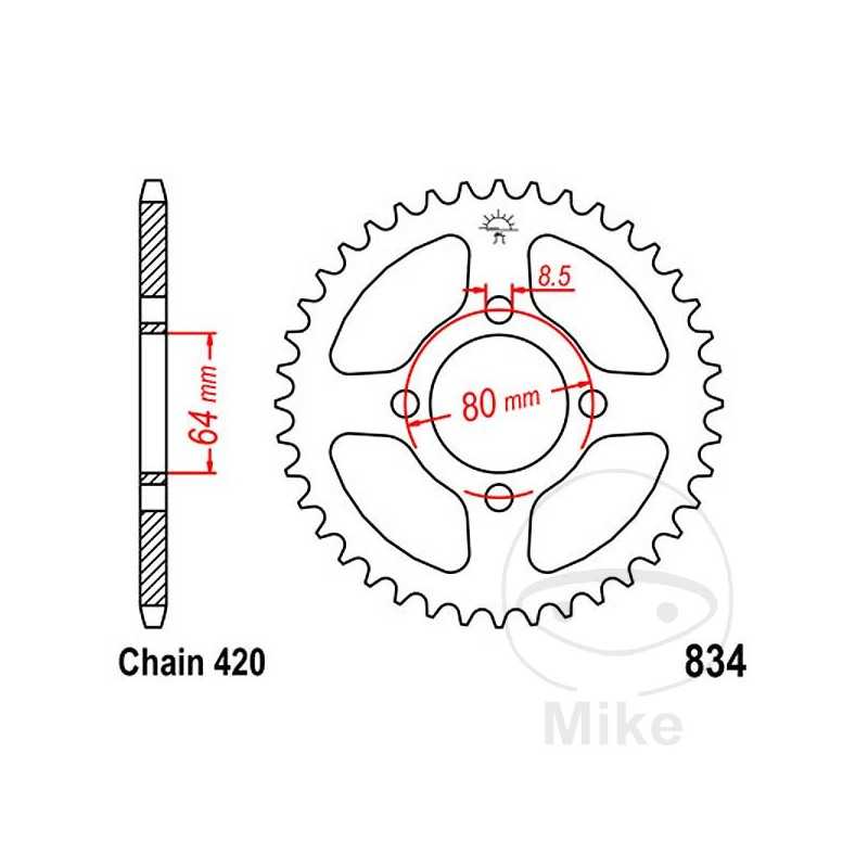 JT SPROCKETS Corona plato transmisión 28T P-420 Ø64 MM Ø80 727.09.83
