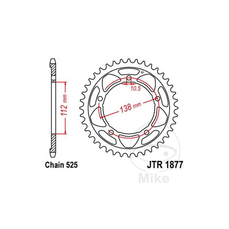 JT SPROCKETS Corona plato transmisión 41T P-525 Ø112 MM Ø138 727.01.12