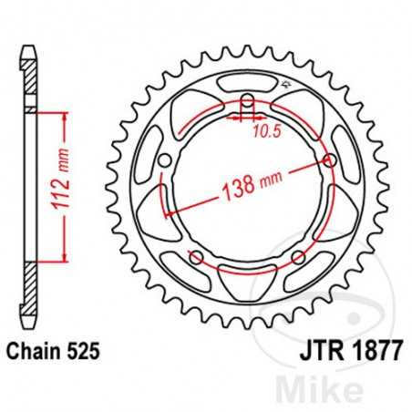 JT SPROCKETS Transmission plate crown 47T P-525 Ø112 MM Ø138 7271607