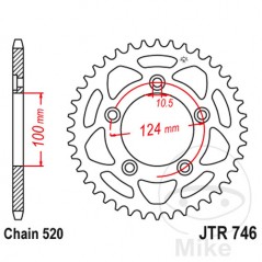 JT SPROCKETS Corona plato transmisión 39T P-520 Ø100 MM Ø124 727.15.23