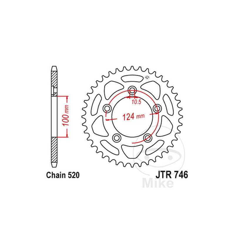 JT SPROCKETS Corona plato transmisión 39T P-520 Ø100 MM Ø124 727.15.23
