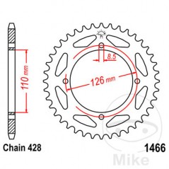 JT SPROCKETS Corona plato transmisión 47T P-428 Ø110 MM Ø126 727.85.59
