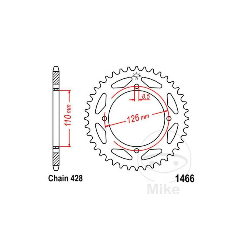 JT SPROCKETS Corona plato transmisión 46T P-428 Ø110 MM Ø126 727.44.75