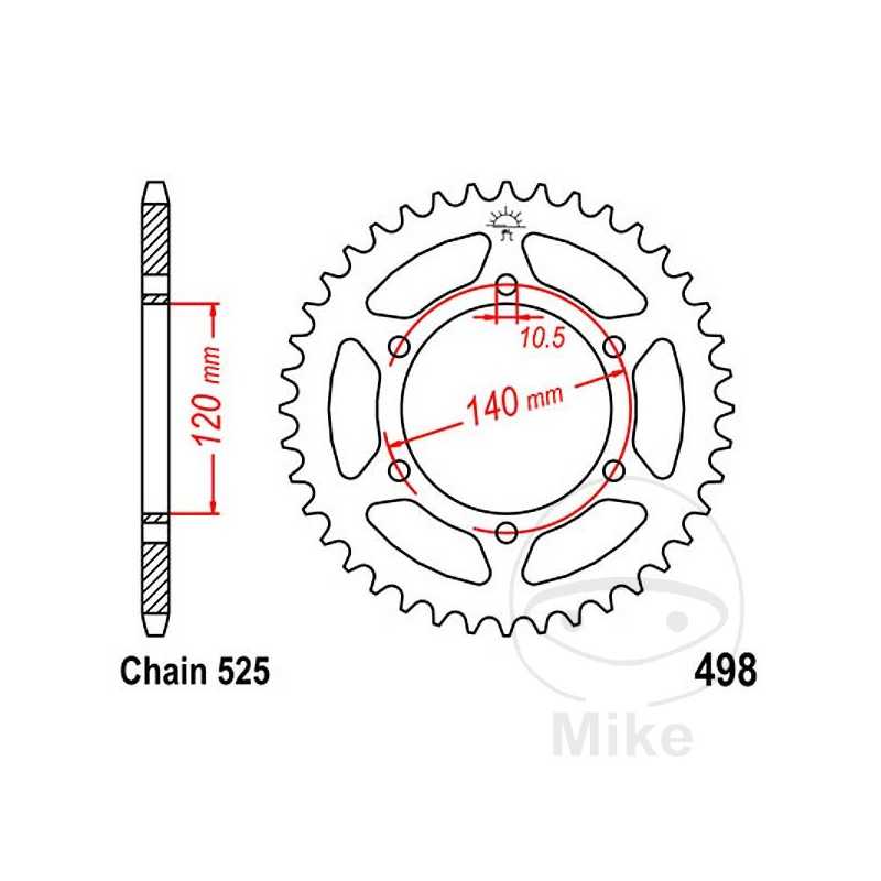 JT SPROCKETS Corona plato transmisión 39T P-525 Ø120 MM Ø140 727.38.16