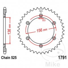 JT SPROCKETS Corona plato transmisión 41T P-525 Ø136 MM Ø156 727.56.47