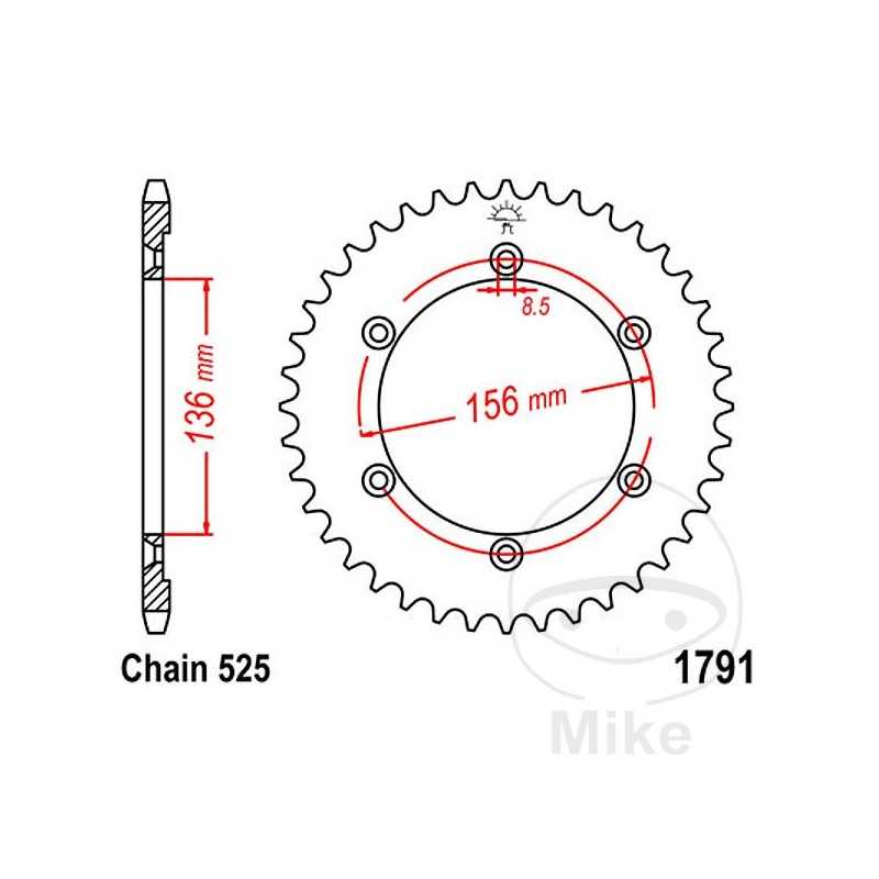 JT SPROCKETS Corona plato transmisión 41T P-525 Ø136 MM Ø156 727.56.47