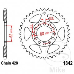 JT SPROCKETS Corona plato transmisión 37T P-428 Ø62 MM Ø80 727.00.46