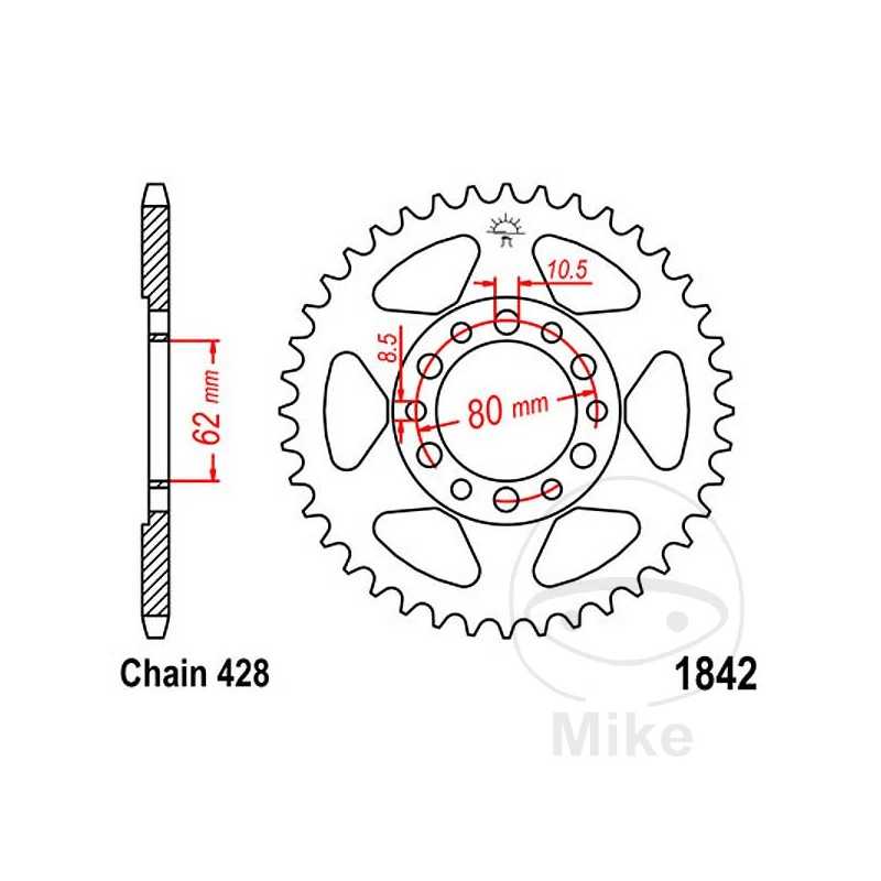 JT SPROCKETS Corona plato transmisión 47T P-428 Ø062 MM Ø080 727.09.14