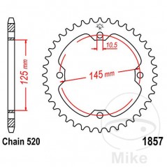 JT SPROCKETS Corona plato transmisión 36T P-520 Ø125 MM Ø145 727.51.75