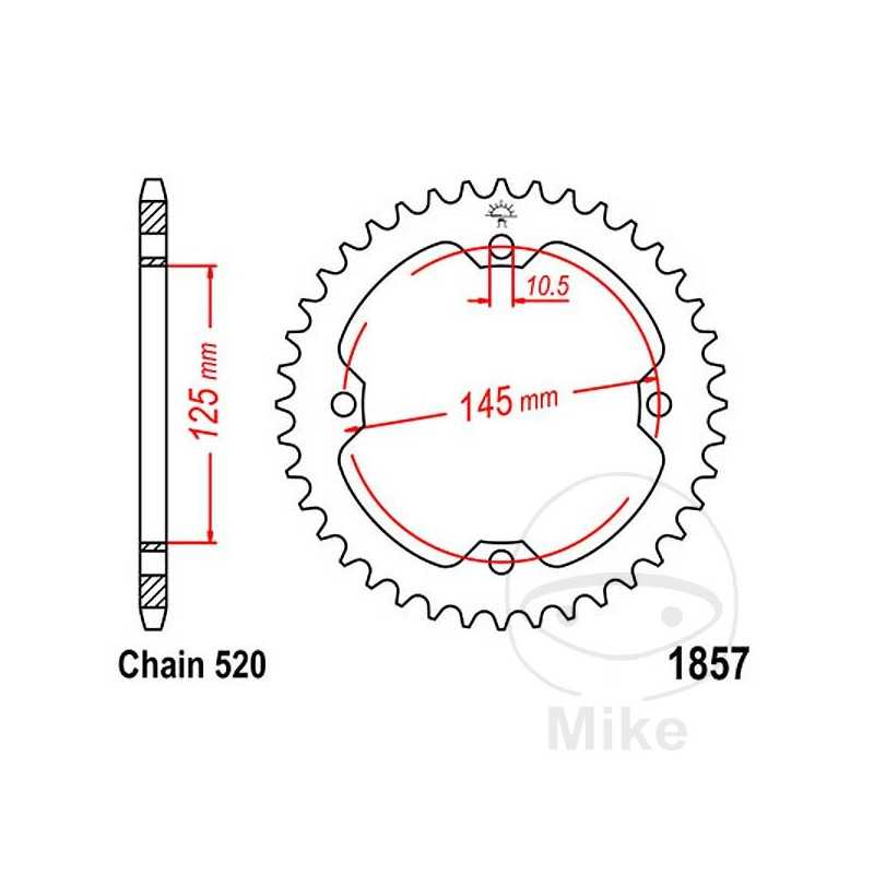 JT SPROCKETS Corona plato transmisión 37T P-520 Ø125 MM Ø145 727.91.02