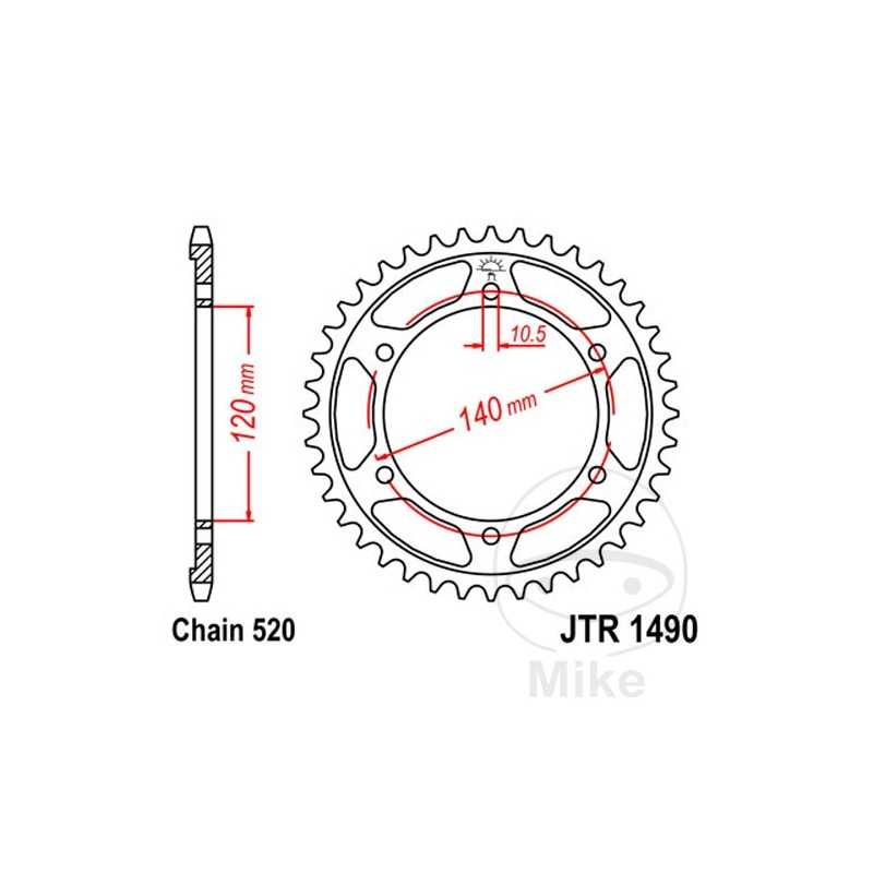 JT SPROCKETS Corona plato transmisión 43T P-520 Ø120 MM Ø140 727.90.04