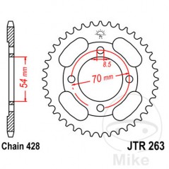 JT SPROCKETS Transmission plate crown 42T P-428 Ø054 MM Ø070 727.02.44