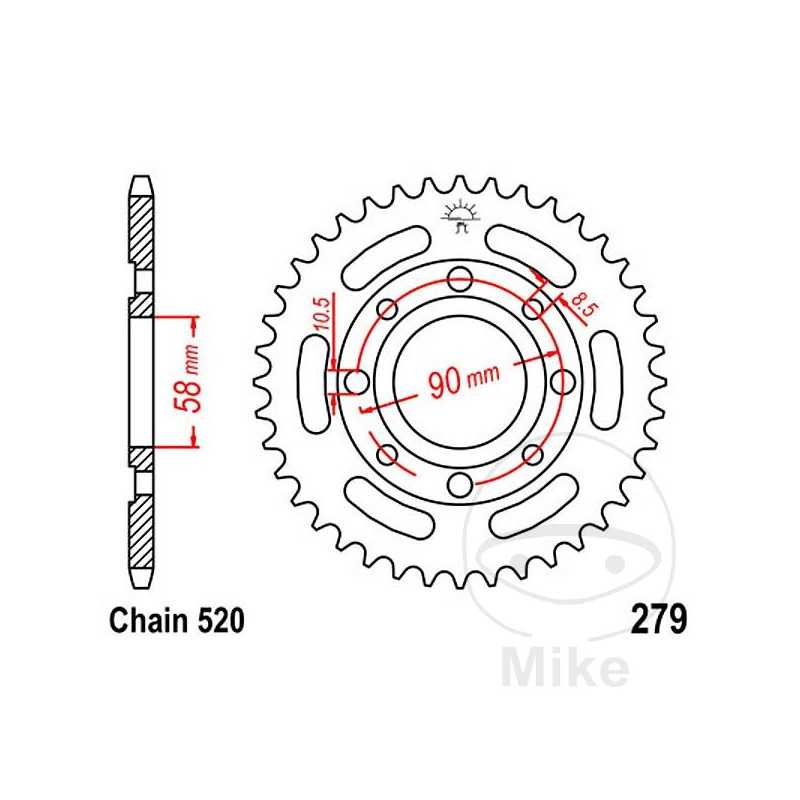 JT SPROCKETS Corona plato transmisión 30T P-520 Ø58 MM Ø90 727.37.73