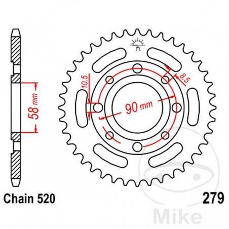 JT SPROCKETS Transmission plate crown 39T P-520 Ø58 MM Ø90 727.54.31