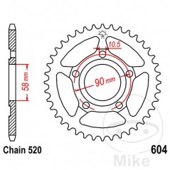 JT SPROCKETS Corona plato transmisión 35T P-520 Ø58 MM Ø90 727.68.19