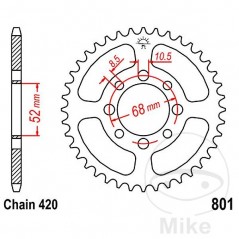 JT SPROCKETS Corona plato transmisión 33T P-420 Ø52 MM Ø68 727.49.05