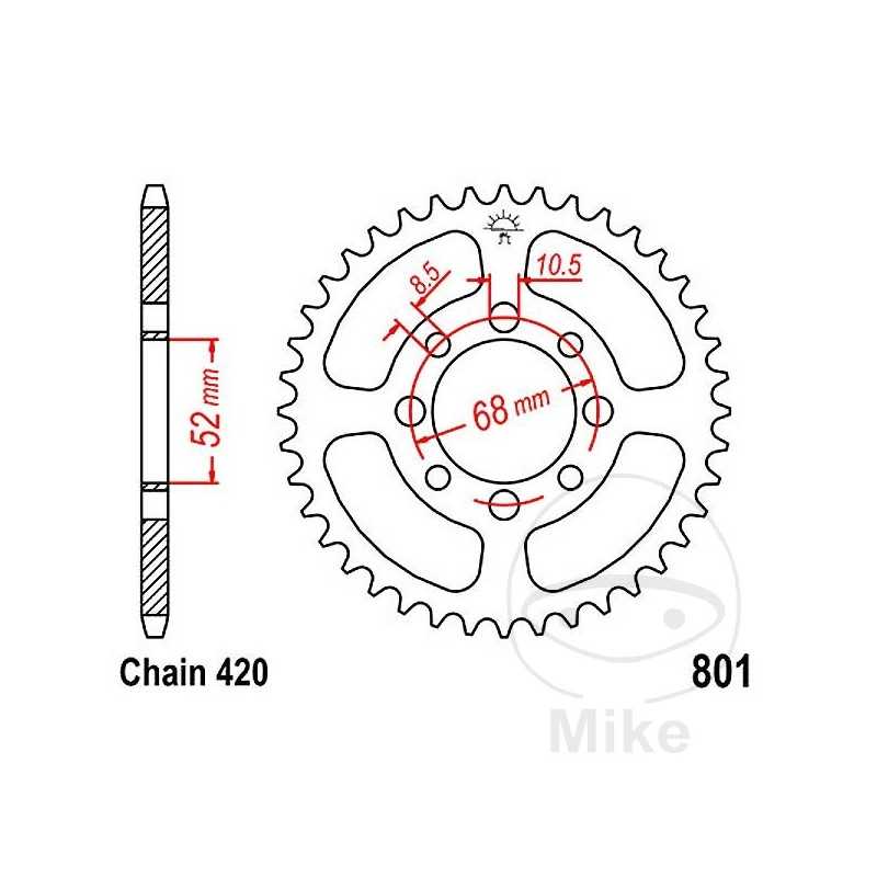 JT SPROCKETS Corona plato transmisión 33T P-420 Ø52 MM Ø68 727.49.05